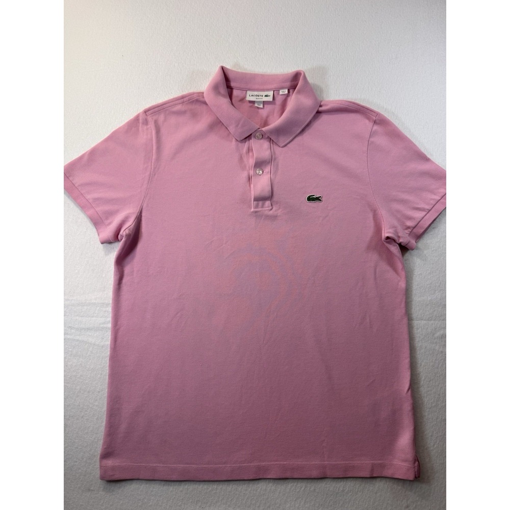 Lacoste Slim Fit Mens Polo Shirt XL Pink Short Sleeve Logo Cotton Casual Preppy